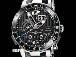 ULYSSE NARDIN 雅典 El Toro 挑戰者萬年曆腕錶 320-00 18K白金材質 黑色陶瓷圈 黑色繩索紋面盤 GMT 大日期窗 自動上鍊 <font color="#FF0000">萬年曆超級複雜功能腕錶 附原廠膠帶及膠帶專用錶扣</font>&nbsp;43mm