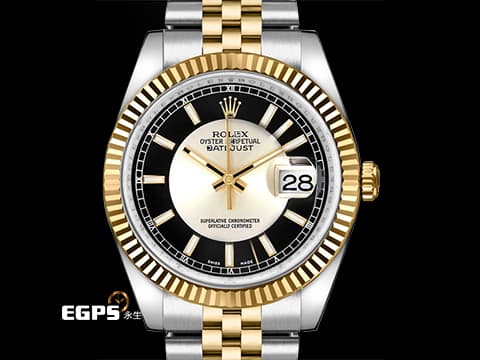 ROLEX 勞力士 Datejust 36 DJ 蠔式日誌型 116233 18K黃金材質 半金款&nbsp;銀色&amp;黑色雙色唱片面盤&nbsp;單雙數不同色日期功能 五銖紀念型錶帶 自動上鏈 36mm&nbsp;