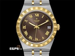 TUOR 帝舵 Royal  皇家系列 28403-0008&nbsp;<font style="" color="#b98141">巧克力棕色太陽紋面</font><font color="#ff0000">&nbsp;</font>18K黃金 半金款 28403<font color="#ff0000"> 半金腕錶超值首選款&nbsp;2026年新式保卡</font> 自動上鍊 34mm