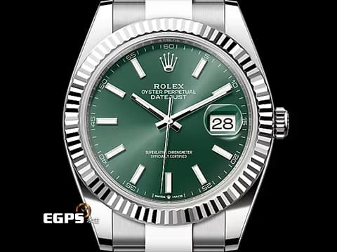 ROLEX 勞力士 Datejust 41 蠔式日誌型 126334 薄荷綠色面盤 不鏽鋼 DJ41 經典三角坑紋錶圈 2025年保卡 蠔式（Oyster）三節錶帶 自動上鍊 41mm