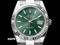 ROLEX 勞力士 Datejust 41 蠔式日誌型 126334 <font color="#00fa9a">薄荷綠色面盤</font> 不鏽鋼 DJ41 經典三角坑紋錶圈 <font color="#FF0000">2025年保卡 蠔式（Oyster）三節錶帶</font> 自動上鍊 41mm