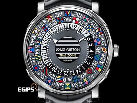 LOUIS VUITTON 路易威登 LV ESCALE TIME ZONE 39 Q5D200 不鏽鋼材質&nbsp;各國國旗世界時區 廿四小時 日夜顯示&nbsp;2015年保卡 台灣公司貨 未拆封未使用蒐藏品&nbsp;自動上鏈 39mm