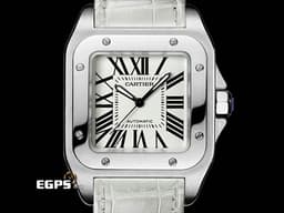 CARTIER 卡地亞 Santos 100 山度士 W20126X8 中型 不鏽鋼 大三針&nbsp;<font color="#ff0000">台灣公司貨</font> 自動上鏈 44.2x35.6mm