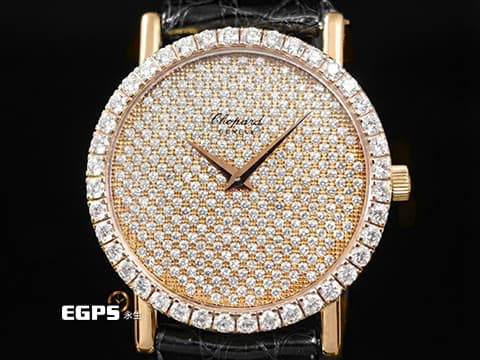CHOPARD 蕭邦 Classique Homme 經典系列 16/3154&nbsp;精鑲鑽石錶圈、滿天星面盤&nbsp;玫瑰金材質錶殼&nbsp;手上鍊 33.6mm
