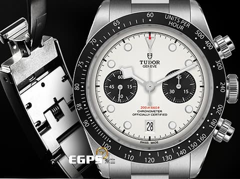 TUDOR 帝舵 Heritage Black Bay Chrono 79360N 碧灣 計時碼錶 不鏽鋼材質&nbsp;最新款快速調節「T-fit」折疊扣&nbsp;2025年保卡 最熱門、最搶手的白熊貓面盤，MT5813自製機芯 自動上鍊 41mm