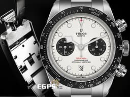 TUDOR 帝舵 Heritage Black Bay Chrono 79360N 碧灣 計時碼錶 不鏽鋼材質&nbsp;<font color="#0582f5">最新款快速調節「T-fit」折疊扣</font><span style="color: rgb(255, 0, 0);">&nbsp;</span><font color="#FF0000">2025年保卡 最熱門、最搶手的白熊貓面盤，MT5813自製機芯</font> 自動上鍊 41mm