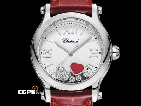 Chopard 蕭邦 Happy Sport HAPPY BUTTERFLY 快樂鑽 278582-3005&nbsp;銀白色面盤 原廠三顆圓形跑鑽、愛心型鑲嵌鑽石跑鑽&nbsp;2026年保單&nbsp;石英機芯 36mm