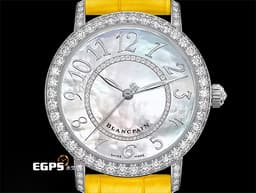 BLANCPAIN 寶鉑 Ladybird 3660 1954 Y55B&nbsp;<font color="#ff00ff">18K白金材質</font>&nbsp;<font color="#05f0f0">白色珍珠貝母面盤 原廠鑲嵌鑽石錶圈</font>&nbsp;<font color="#FF0000">2023年保卡 未使用品</font>自動上鍊 34.9mm