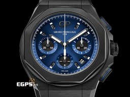 Girard Perregaux 芝柏 GP Laureato Absolute Chronograph 計時碼錶 桂冠系列 81060-21-491-FH6A <font color="#05f0f0">黑色PVD鍍層鈦金屬錶殼 藍色太陽紋面盤</font>&nbsp;<font color="#ff0000">2022年保卡</font> 自動上鍊 44mm