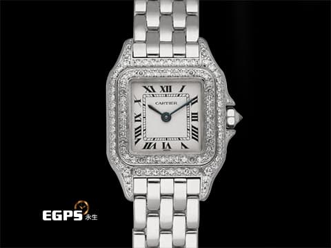 CARTIER 卡地亞 Panthere de Cartier 1660 18K白金材質 原廠鑲嵌鑽石錶圈、錶殼、錶耳、錶冠&nbsp;石英機芯 22mm