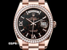 ROLEX 勞力士 Day-Date 36 蠔式 星期日曆型 128345RBR 永恆玫瑰金 DD36 <font color="#ffa07a">赤鐵石英面盤【熔岩巧克力】</font> <font color="#05f0f0">產量最稀少的DD，原鑲羅馬數字VI&amp;XI&amp;柱狀時標、原鑲鑽石錶圈&nbsp;</font><font color="#FF0000">2022年保卡</font>&nbsp;自動上鍊 36mm