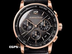 Audemars Piguet 愛彼 AP錶 Code 11.59系列 Flyback chronograph 飛返 計時碼表 26393NR.OO.A002KB.01 <font color="#ADADAD">漸</font><font color="#9c9893">層</font><font color="#4F4F4F">灰 煙燻灰色緞面紋面盤</font> 26393 NR 黑陶瓷+玫瑰金錶殼 <font color="#FF0000">2021年保單</font> 自動上鍊 41mm