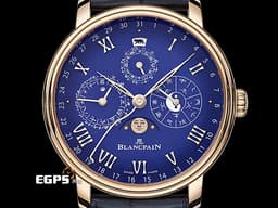 BLANCPAIN 寶鉑 Villeret 經典系列 CALENDRIER CHINOIS TRADITIONNEL <font color="#ffff00">中華年曆限量版 </font>0888 3632B 55B&nbsp;18K玫瑰金材質&nbsp;<font color="#0582f5">藍色面盤</font>&nbsp;<font color="#FF0000">2023年台灣公司貨 寶珀專門店獨家發售款式 中華傳統文化元素 (生肖年、天干地支、五行、時辰、月相)</font>&nbsp;&nbsp;<font color="#ff0000">新錶訂價：2,398,000元</font> 自動上鍊 45.2mm