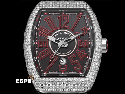 Franck Muller 法蘭穆勒 FM Vanguard V45 SC DT 不鏽鋼材質 精鑲鑽石錶圈、錶扣&nbsp;緞面拉絲紋面盤 自動上鏈 44x54mm