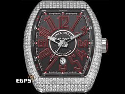 Franck Muller 法蘭穆勒 FM Vanguard V45 SC DT 不鏽鋼材質 <font color="#05f0f0">精鑲鑽石錶圈、錶扣</font>&nbsp;<font color="#e3c0c0">緞面拉絲紋面盤</font> 自動上鏈 44x54mm