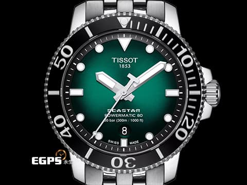 TISSOT 天梭 海星 1000系列 T1204071109101 漸層湖水藍色面盤 大三針 不鏽鋼材質&nbsp;2024年保單 自動上鍊 43mm