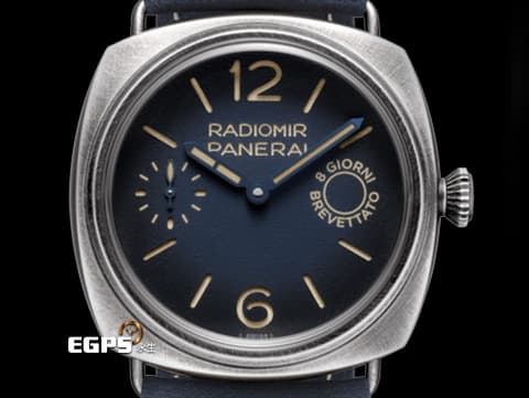 PANERAI 沛納海 Radiomir PAM1348 PAM01348 PVD不鏽鋼材質 8日動力儲存&nbsp;漸層藍色三明治面盤 復古 經典洋蔥頭錶冠 2024年保卡&nbsp;台灣公司貨&nbsp;手上鍊 45mm