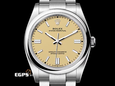 ROLEX 勞力士 Oyster Perpetual 36 蠔式恆動型 126000 米色 奶茶色面盤&nbsp;經典 OP36 大三針 不鏽鋼材質&nbsp;2026年保卡 自動上鍊 36mm