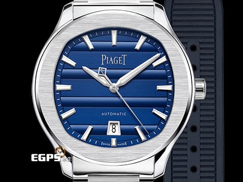 PIAGET 伯爵 Polo Signature Date 系列 G0A51032 枕型 藍色緣飾紋理面盤&nbsp;不鏽鋼材質 2026年保卡 自動上鍊 42mm