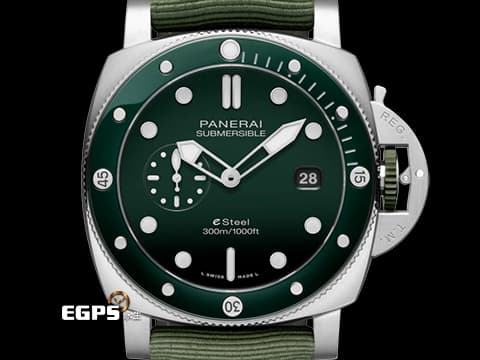 PANERAI 沛納海 LUMINOR SUBMERSIBLE PAM1287 PAM001287 三日鍊 不銹鋼 PAM1287 漸層綠色面盤 綠色陶瓷外圈&nbsp;2024年保卡&nbsp;潛水錶 自動上鍊 44mm