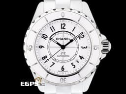 CHANEL 香奈兒 J12 Ceramic H0970 白陶瓷  專利不鏽鋼蝴蝶扣 <font color="#eeeced">白色高科技精密陶瓷 白色面盤 </font><font color="#ff0000"> 台灣公司貨 </font> 自動上鍊 38mm