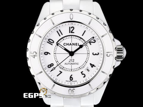 CHANEL 香奈兒 J12 Ceramic H0970 白陶瓷  專利不鏽鋼蝴蝶扣 白色高科技精密陶瓷 白色面盤  台灣公司貨  自動上鍊 38mm