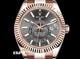 ROLEX 勞力士 Sky-Dweller 326935 天行者 年曆錶 兩地時區 18K永恆玫瑰金材質 鍊帶款 <font color="#FF0000"><font color="#ffffff">深銠銀灰色面盤</font> 2019年保卡</font>&nbsp;自動上鏈 42mm