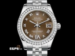 ROLEX 勞力士 Datejust 31 蠔式日誌型 178384<font color="#929090">&nbsp;原廠鑲鑽錶圈 深灰色VI鑽石時標面盤</font>&nbsp;不鏽鋼 DJ31 <font color="#ff0000">紀念型（Jubilee）五銖錶帶</font> 自動上鍊 31mm