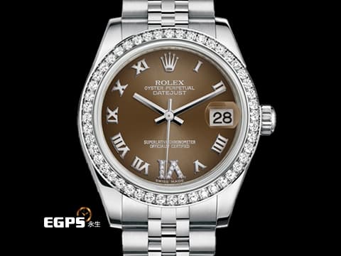 ROLEX 勞力士 Datejust 31 蠔式日誌型 178384&nbsp;原廠鑲鑽錶圈 深灰色VI鑽石時標面盤&nbsp;不鏽鋼 DJ31 紀念型（Jubilee）五銖錶帶 自動上鍊 31mm