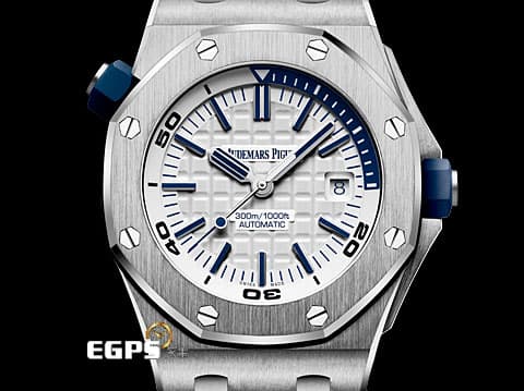 Audemars Piguet AP錶 愛彼錶 Royal Oak Offshore Diver 皇家橡樹離岸型潛水錶 專賣店限定款 2017年  白色面盤  15710ST.OO.A010CA.01 自動上鍊 42mm