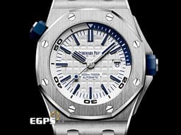 Audemars Piguet AP錶 愛彼錶 Royal Oak Offshore Diver 皇家橡樹離岸型潛水錶 <font color=#FF0000>專賣店限定款 2017年</font> <font color=#FDFFFF> 白色面盤 </font> 15710ST.OO.A010CA.01 自動上鍊 42mm