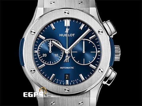 HUBLOT 宇舶 Classic Fusion 521.NX.7170.LR 經典融合 鈦金屬 藍色面盤 日期顯示 2025年電子保單&nbsp;計時碼表 自動上鍊 45mm