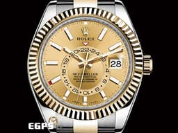 ROLEX 勞力士 Sky-Dweller 326933 天行者 18K黃金材質 半金款 <font color="#FFD700">皇帝金金色面盤</font> 兩地時區 沙羅系統 年曆錶 <font color="#FF0000">2020年新式保卡</font>&nbsp;自動上鍊 42mm
