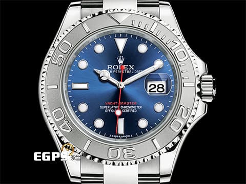 ROLEX 勞力士 Yacht-Master 遊艇名仕型 116622 不鏽鋼材質 亮藍色面盤&nbsp;PT950 鉑金雙向旋轉錶框 亂碼字頭 自動腕錶 40mm
