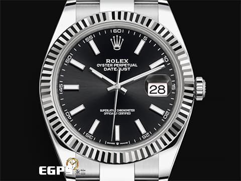 ROLEX 勞力士 Datejust 41 蠔式日誌型 126334 亮黑色面盤&nbsp;不鏽鋼 DJ41 經典三角坑紋錶圈&nbsp;2024保單 蠔式（Oyster）三節錶帶  自動腕錶 41mm
