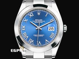 ROLEX 勞力士 Datejust 41 蠔式日誌型 126300 <font color=#0080FF>藍色太陽紋面盤 最經典的立體羅馬數字時標</font> DJ41 不鏽鋼 <font color=#FF0000>2024年新式綠卡</font> 自動腕錶 41mm