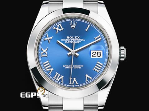 ROLEX 勞力士 Datejust 41 蠔式日誌型 126300 藍色太陽紋面盤 最經典的立體羅馬數字時標 DJ41 不鏽鋼 2024年新式綠卡 自動腕錶 41mm