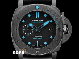 PANERAI 沛納海 Submersible Carbotech PAM1616 碳纖維材質 潛水錶 PAM01616 <font color=#6fb9dc>藍色夜光指針時標</font> <font color=#FF0000>Carbotech碳纖維專業潛水腕錶 黑色塗層鈦金屬錶背 2022保單 錶友珍藏品 </font> 自動上鍊 47mm