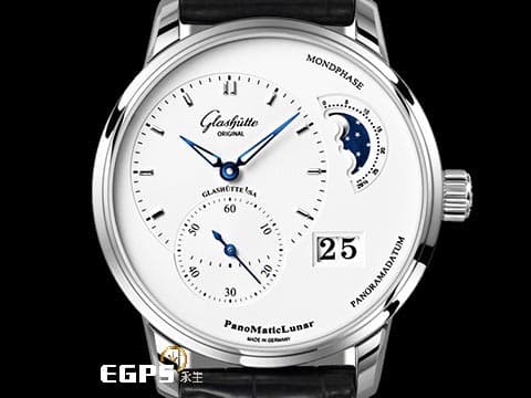 GLASHUTTE ORIGINAL 格拉蘇蒂 Pano PanoMaticLunar 1-90-02-42-32-05 不鏽鋼材質 偏心月相 德式經典大日期窗 透明底蓋 雙鵝頸  2023保單 商務菁英，低調穩重的選擇  自動上鍊 40mm