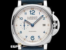 PANERAI 沛納海 Luminor Due PAM906 象牙白色面盤 PAM00906 不鏽鋼材質 藍色指針 <font color=#FF0000>2020年保單</font> 自動上鍊 42mm