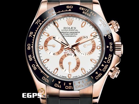 ROLEX 勞力士 DAYTONA 迪通拿 116515LN 116515 18K玫瑰金材質 陶瓷框 Oysterflex 橡膠錶帶 白色面盤&nbsp;2021年新式保卡 已貼膜&nbsp;自動上鏈 40mm