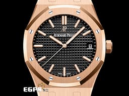Audemars Piguet 愛彼 AP錶 Royal Oak 皇家橡樹 15500OR.OO.D002CR.01 <font color="#ec8e22">玫瑰金材質</font> 搭配Rubber B橡膠錶帶 15500&nbsp;OR 經典黑色格紋面盤 大三針&nbsp;<font color="#FF0000">2021年保卡 </font> 自動上鍊 41mm