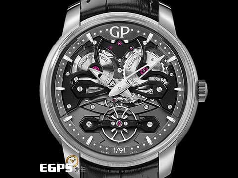 Girard-Perregaux 芝柏 GP錶 Neo-Bridges系列 84000-21-001-BB6A 鈦金屬 鏤空面盤 微型自動盤&nbsp;Neo Bridge新板橋承托平衡擺輪&nbsp;自動上練 45mm