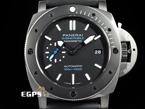 PANERAI 沛納海 Submersible PAM01389 三日鍊 鈦金屬 PAM1389 陶瓷圈 藍色字體面盤 2019年保單 配件齊全  潛水錶 自動上鍊 47mm