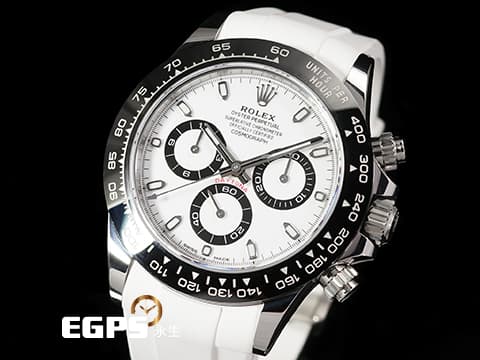 ROLEX 勞力士 Cosmograph Daytona 宇宙計時型 迪通拿 116500LN 計時碼表 白熊貓 白色面盤 搭配Rubber B橡膠錶帶 116500 LN 陶瓷錶圈 不鏽鋼 2021年新式保卡 賽車錶 自動上鍊 40mm