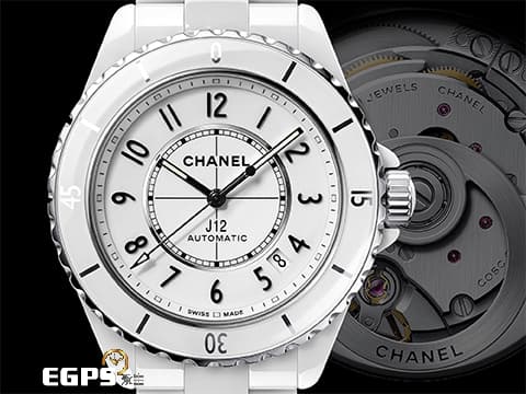 CHANEL 香奈兒 J12 Caliber 12.1系列 White Ceramic H5700 白陶瓷 經典 大三針 專利不鏽鋼蝴蝶扣 新機芯 透明錶背 2025年保單 自動上鍊 38mm