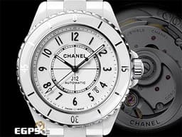 CHANEL 香奈兒 J12 Caliber 12.1系列 White Ceramic H5700 <font color="#F0F0F0">白陶瓷</font> 經典 大三針 專利不鏽鋼蝴蝶扣 <font color="#FF0000">新機芯 透明錶背 2025年保單</font> 自動上鍊 38mm