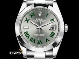 ROLEX 勞力士 DATEJUST 126300 蠔式日誌型 綠羅馬數字時標&nbsp;<font color="#FF0000">2021年保單 新式綠卡 費德勒面盤&nbsp; 蠔式（Oyster）三節錶帶</font> 自動腕錶 41mm