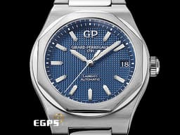 Girard Perregaux 芝柏 GP錶 Laureato 42 桂冠系列 81010 <font color=#4169e1>藍色巴黎飾釘紋面盤</font> 大三針 經典 八角形錶圈 81010-11-431-11A 不鏽鋼 <font color=#FF0000>2023年台灣公司貨</font> 自動上鍊 42mm