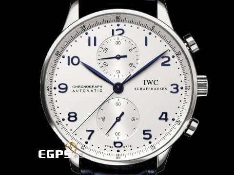 IWC 萬國錶 Protuguese 大葡萄牙 計時碼表 IW371446&nbsp;不鏽鋼材質 經典款 葡萄牙 藍鋼指針款  白色面盤&nbsp;自動上鏈 40.9mm